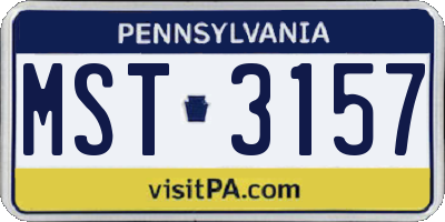 PA license plate MST3157