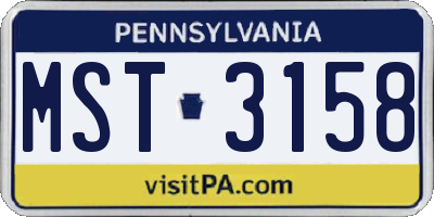 PA license plate MST3158