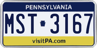 PA license plate MST3167