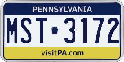 PA license plate MST3172