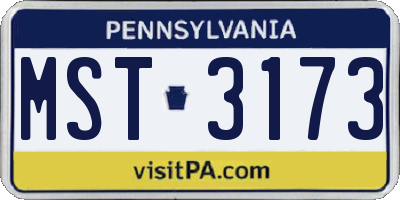PA license plate MST3173