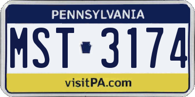 PA license plate MST3174