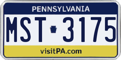 PA license plate MST3175
