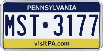 PA license plate MST3177