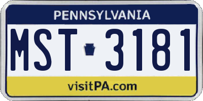 PA license plate MST3181