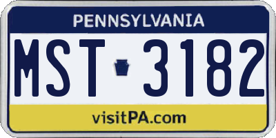 PA license plate MST3182