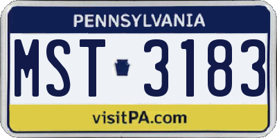 PA license plate MST3183