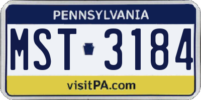 PA license plate MST3184