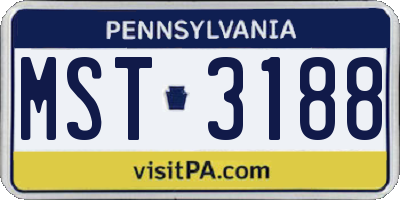 PA license plate MST3188