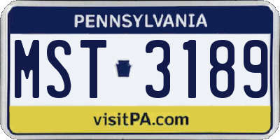 PA license plate MST3189