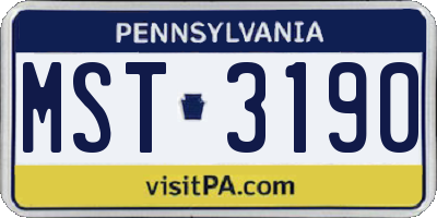 PA license plate MST3190