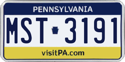 PA license plate MST3191