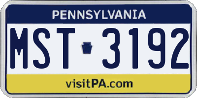 PA license plate MST3192