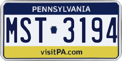PA license plate MST3194