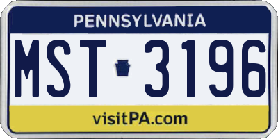 PA license plate MST3196