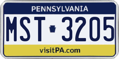 PA license plate MST3205