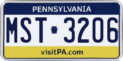 PA license plate MST3206