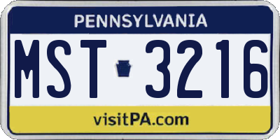 PA license plate MST3216