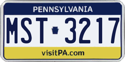 PA license plate MST3217