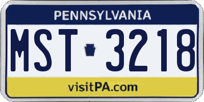 PA license plate MST3218