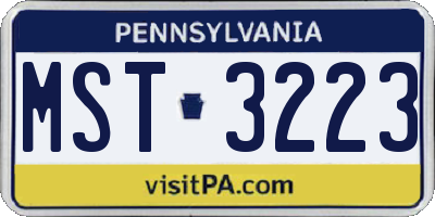 PA license plate MST3223