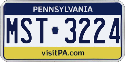 PA license plate MST3224