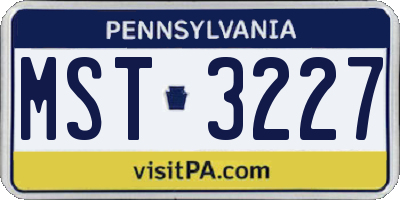 PA license plate MST3227