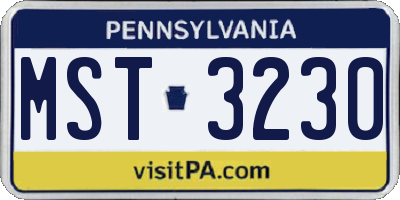 PA license plate MST3230
