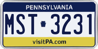 PA license plate MST3231