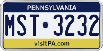 PA license plate MST3232