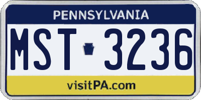 PA license plate MST3236