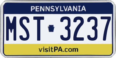 PA license plate MST3237