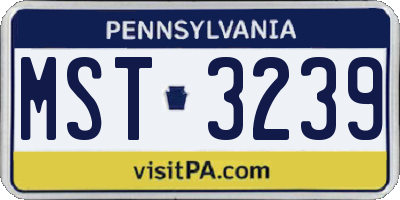 PA license plate MST3239