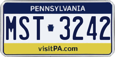 PA license plate MST3242