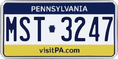 PA license plate MST3247