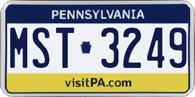 PA license plate MST3249