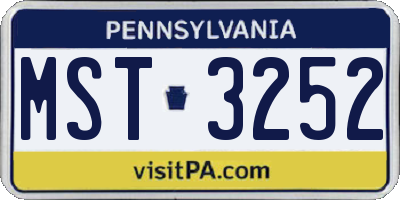 PA license plate MST3252