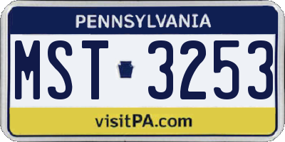 PA license plate MST3253