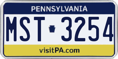 PA license plate MST3254