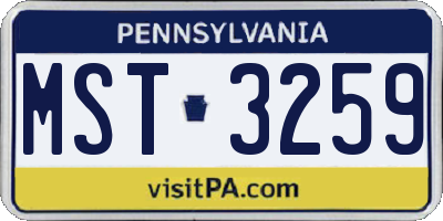 PA license plate MST3259