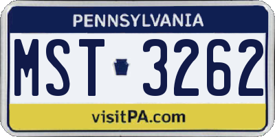 PA license plate MST3262