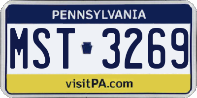 PA license plate MST3269