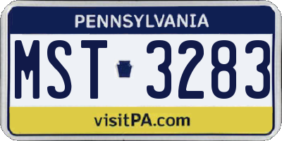 PA license plate MST3283