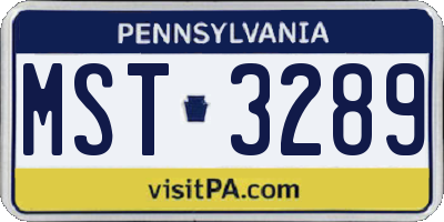 PA license plate MST3289