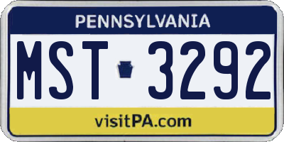 PA license plate MST3292