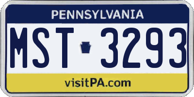 PA license plate MST3293