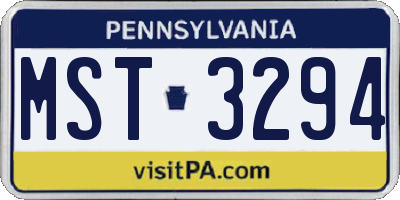 PA license plate MST3294