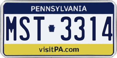 PA license plate MST3314