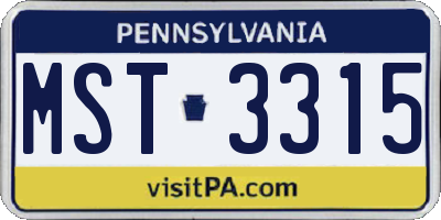 PA license plate MST3315