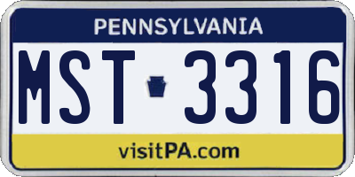 PA license plate MST3316